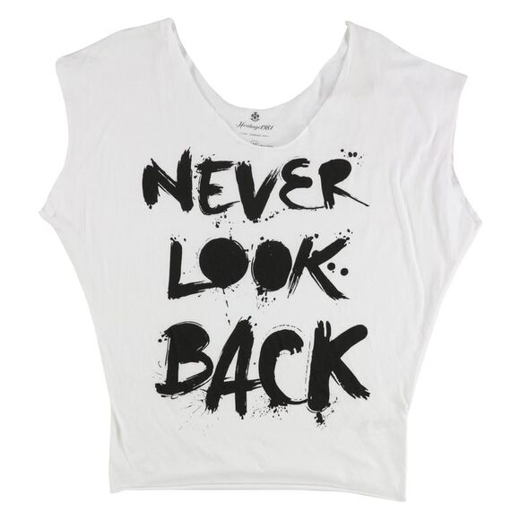 Heritage 1981 Womens Never Look Back Graphic T-Shirt, White, NWT - Picture 1 of 2